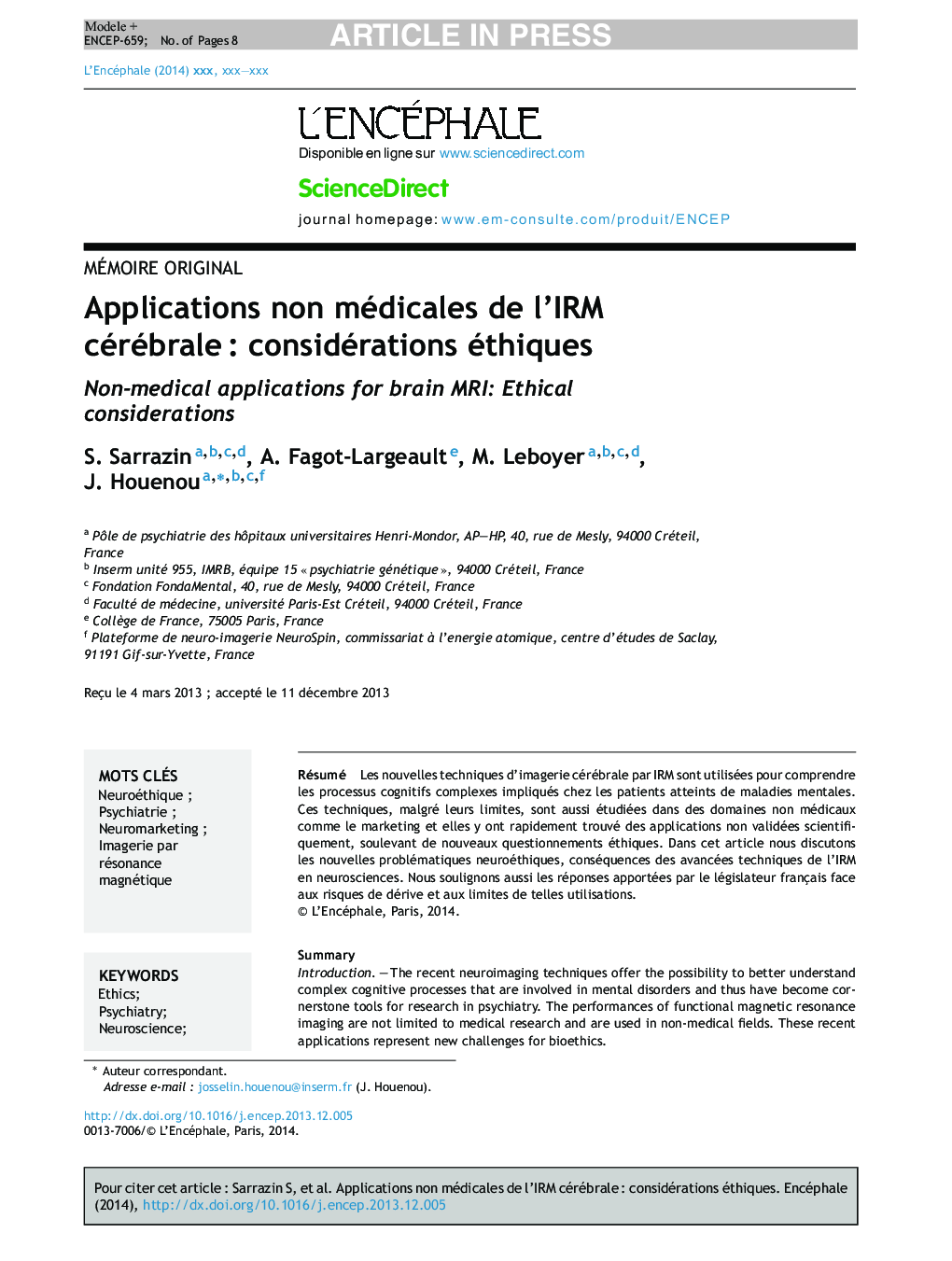 Applications non médicales de l'IRM cérébraleÂ : considérations éthiques