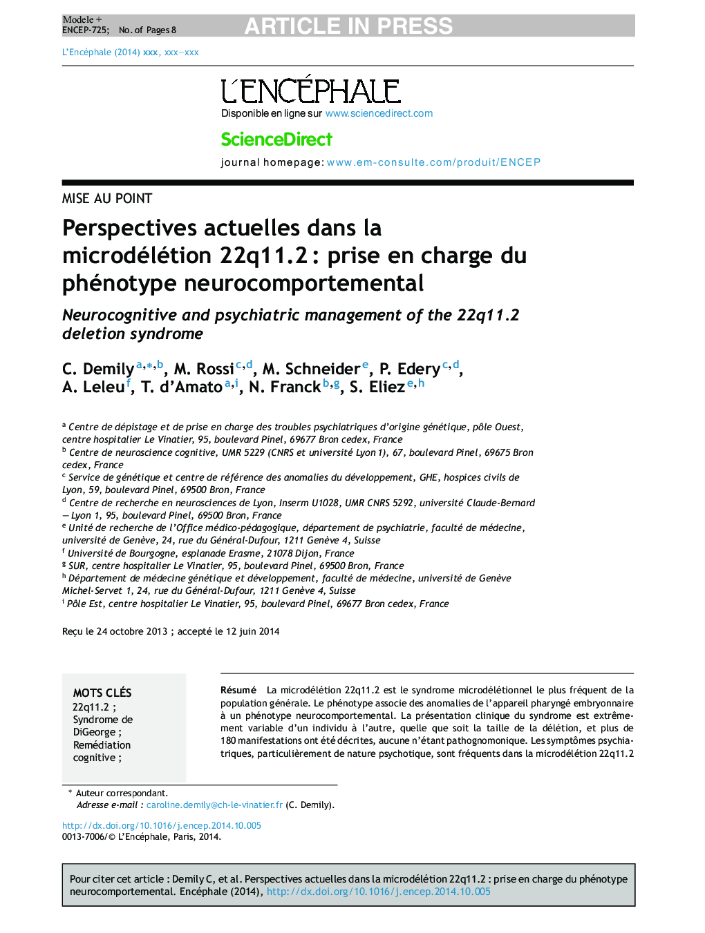 Perspectives actuelles dans la microdélétion 22q11.2Â : prise en charge du phénotype neurocomportemental