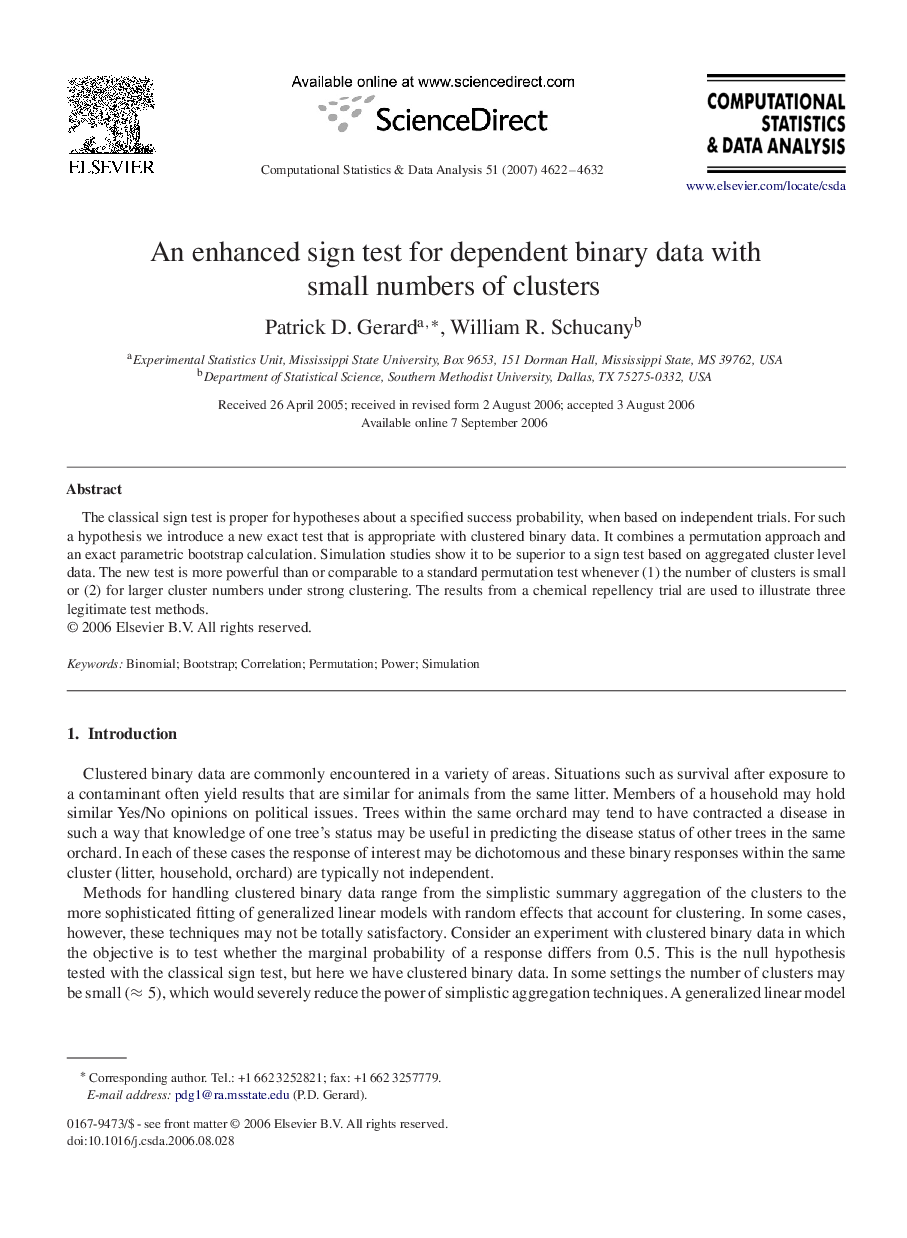 An enhanced sign test for dependent binary data with small numbers of clusters