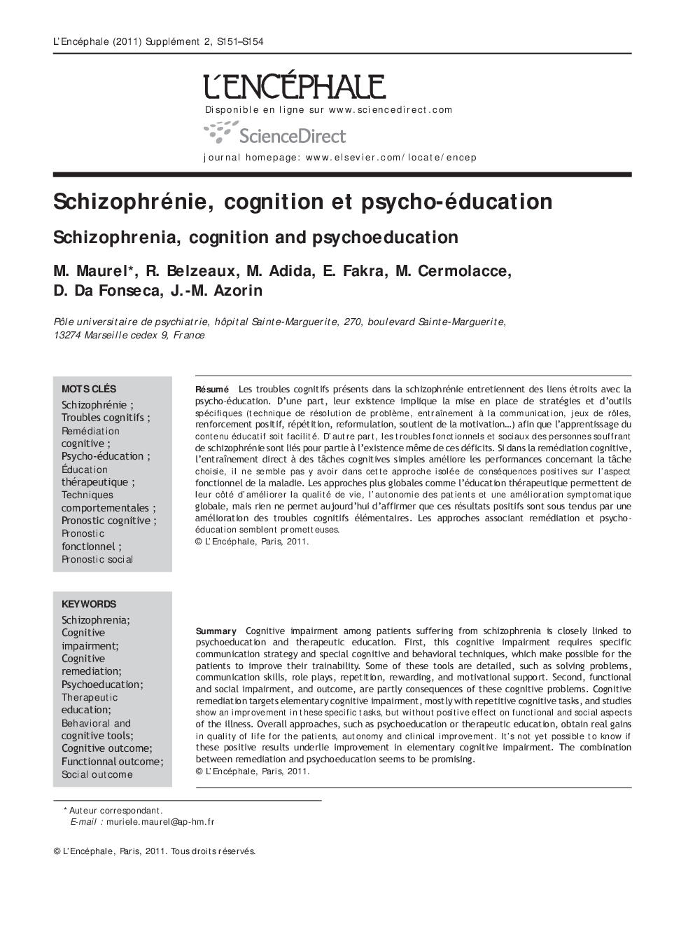 Schizophrénie, cognition et psycho-éducation