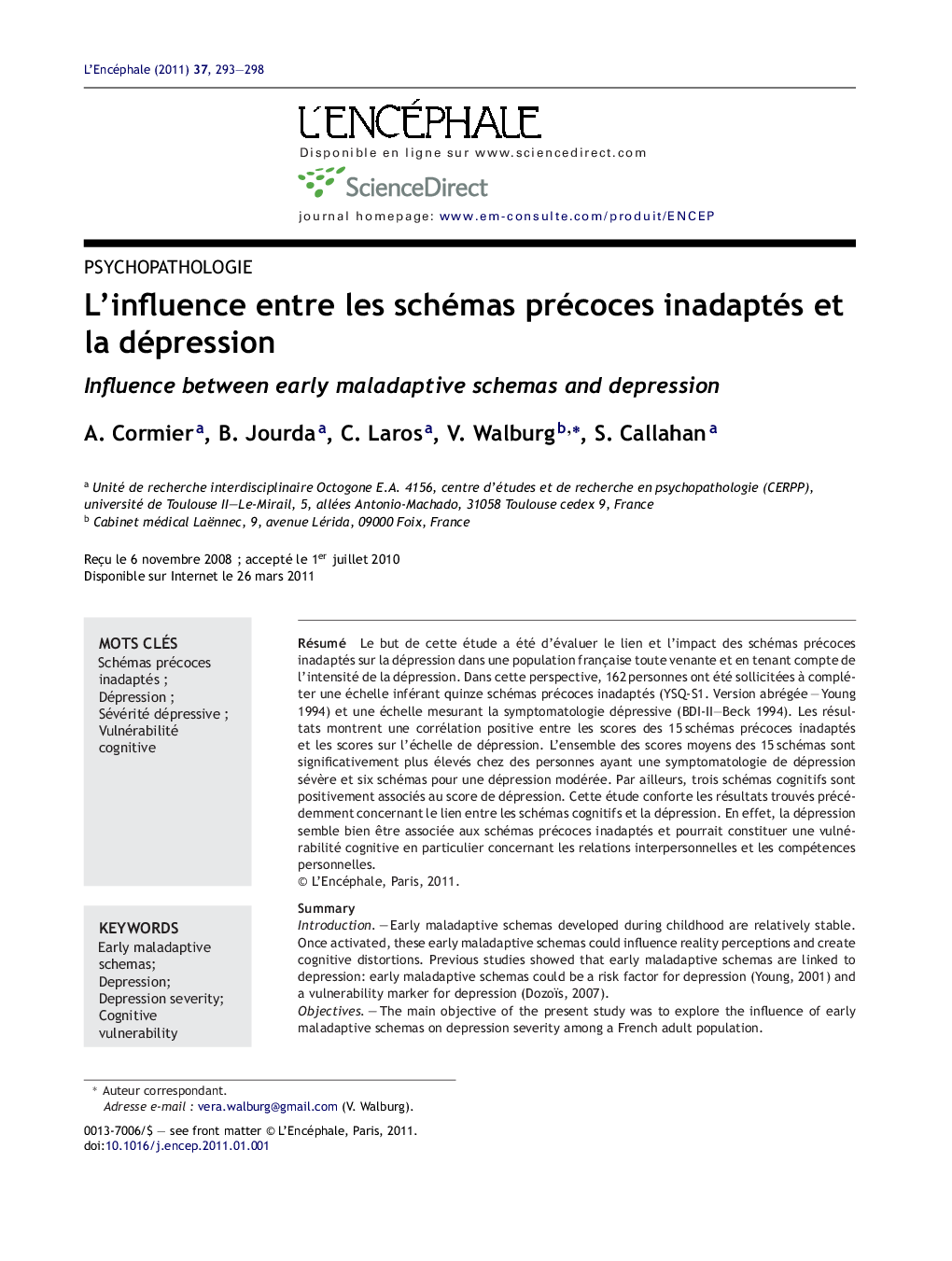 L'influence entre les schémas précoces inadaptés et la dépression