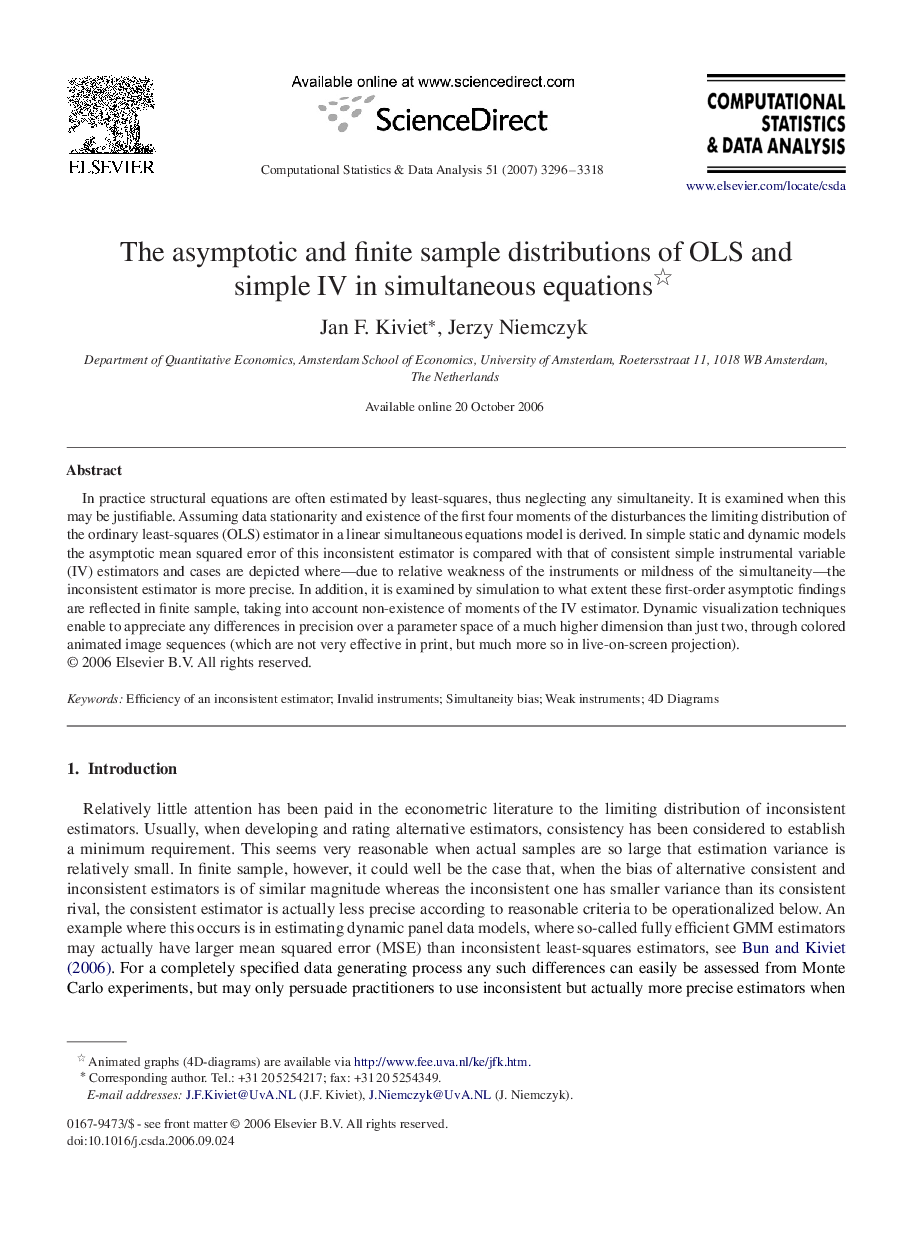 The asymptotic and finite sample distributions of OLS and simple IV in simultaneous equations 