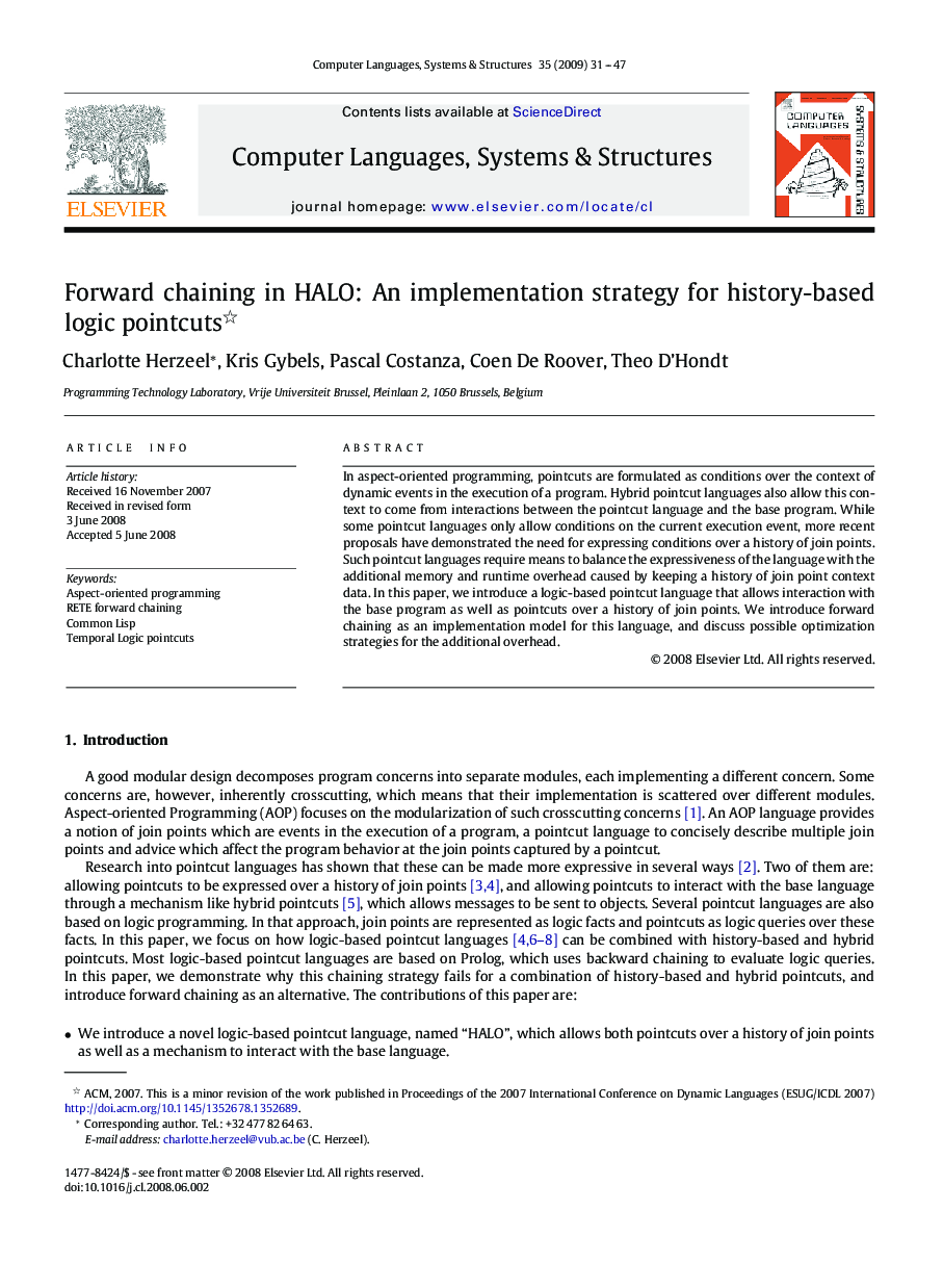 Forward chaining in HALO: An implementation strategy for history-based logic pointcuts 