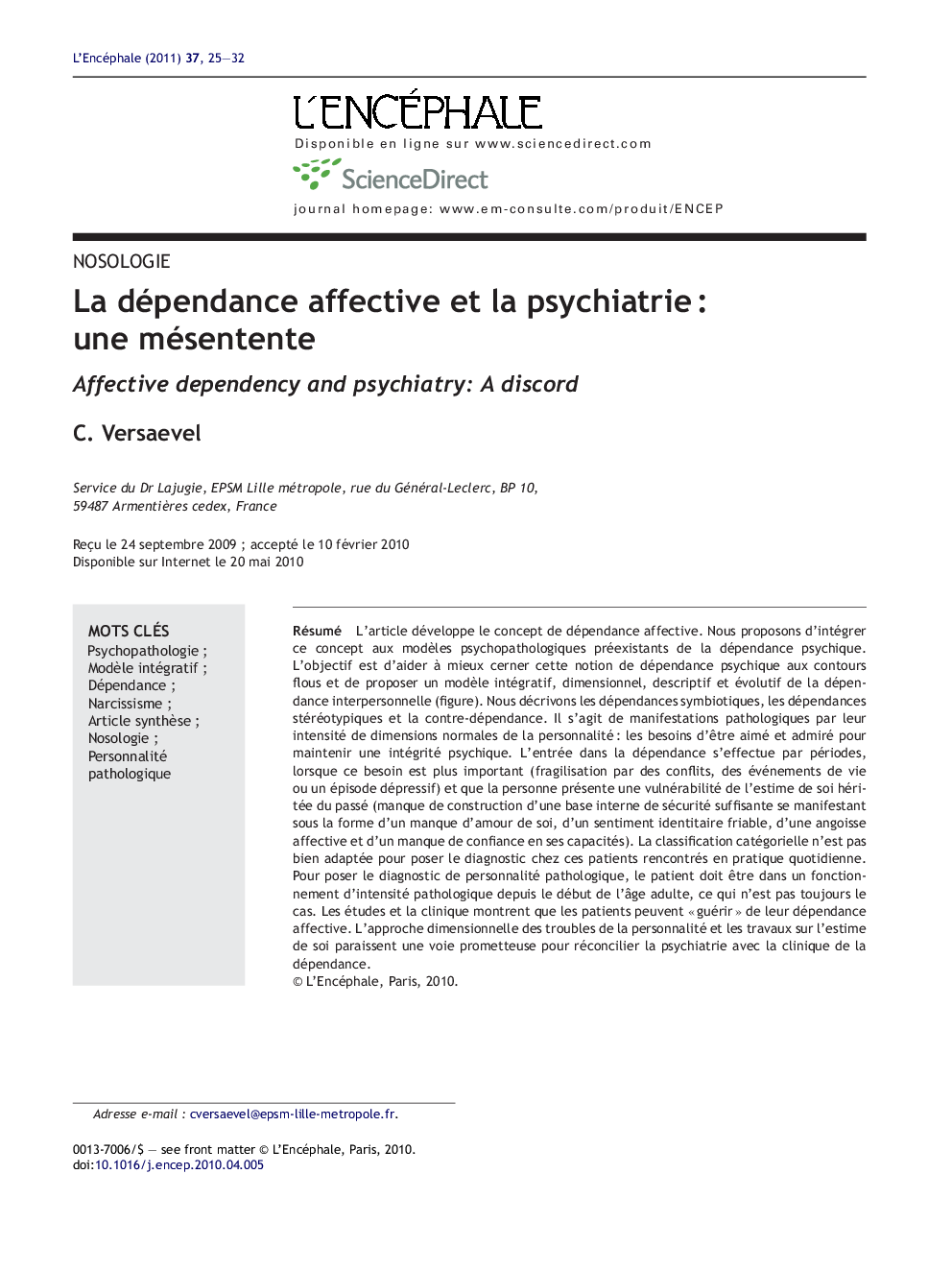 La dépendance affective et la psychiatrieÂ : une mésentente