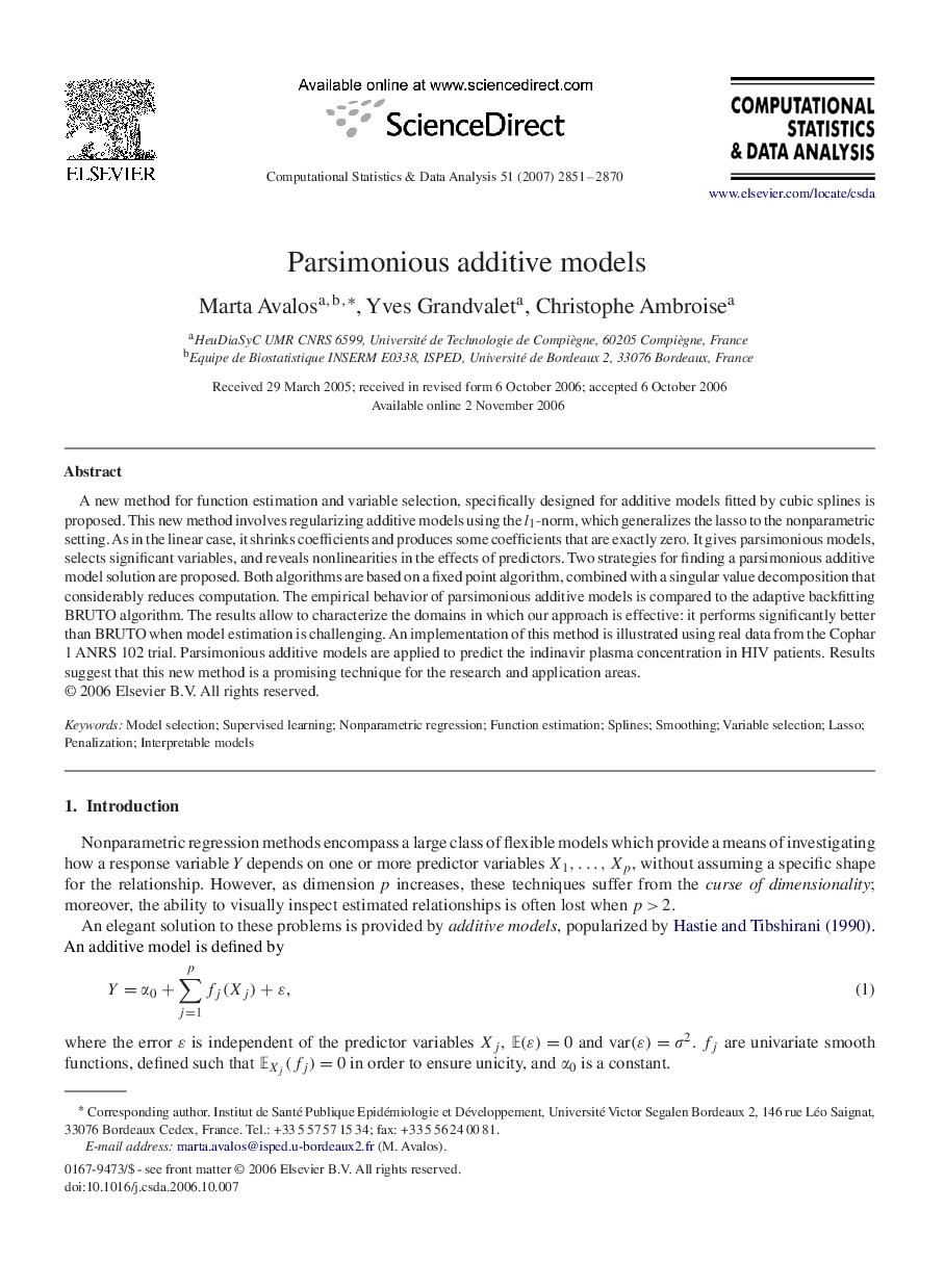 Parsimonious additive models