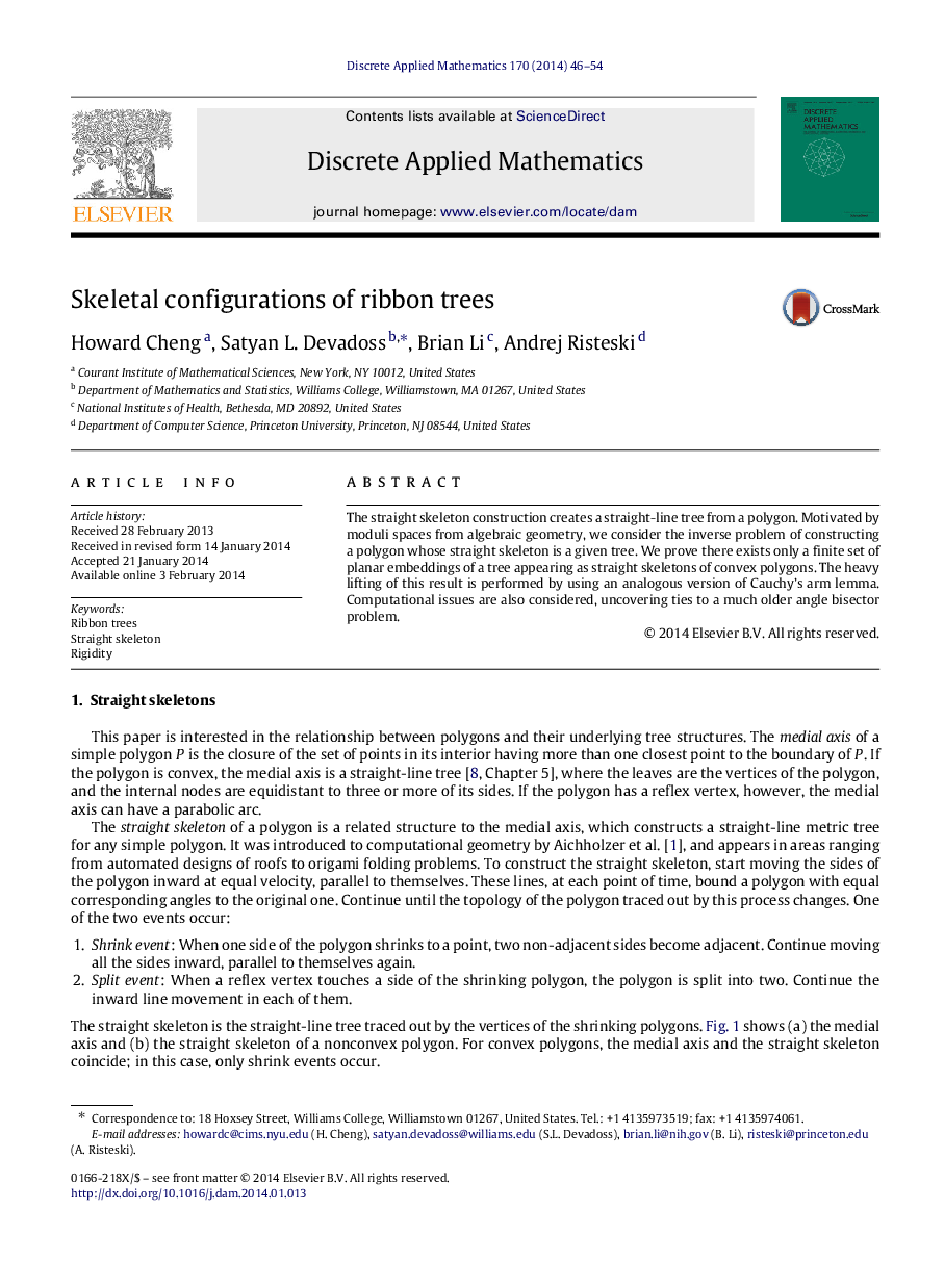 Skeletal configurations of ribbon trees