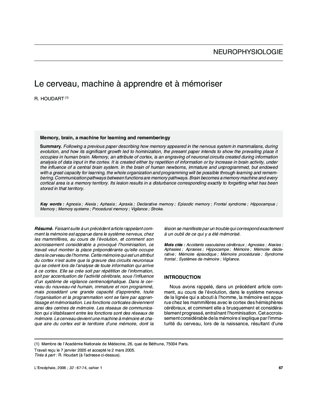 Le cerveau, machine Ã  apprendre et Ã  mémoriser