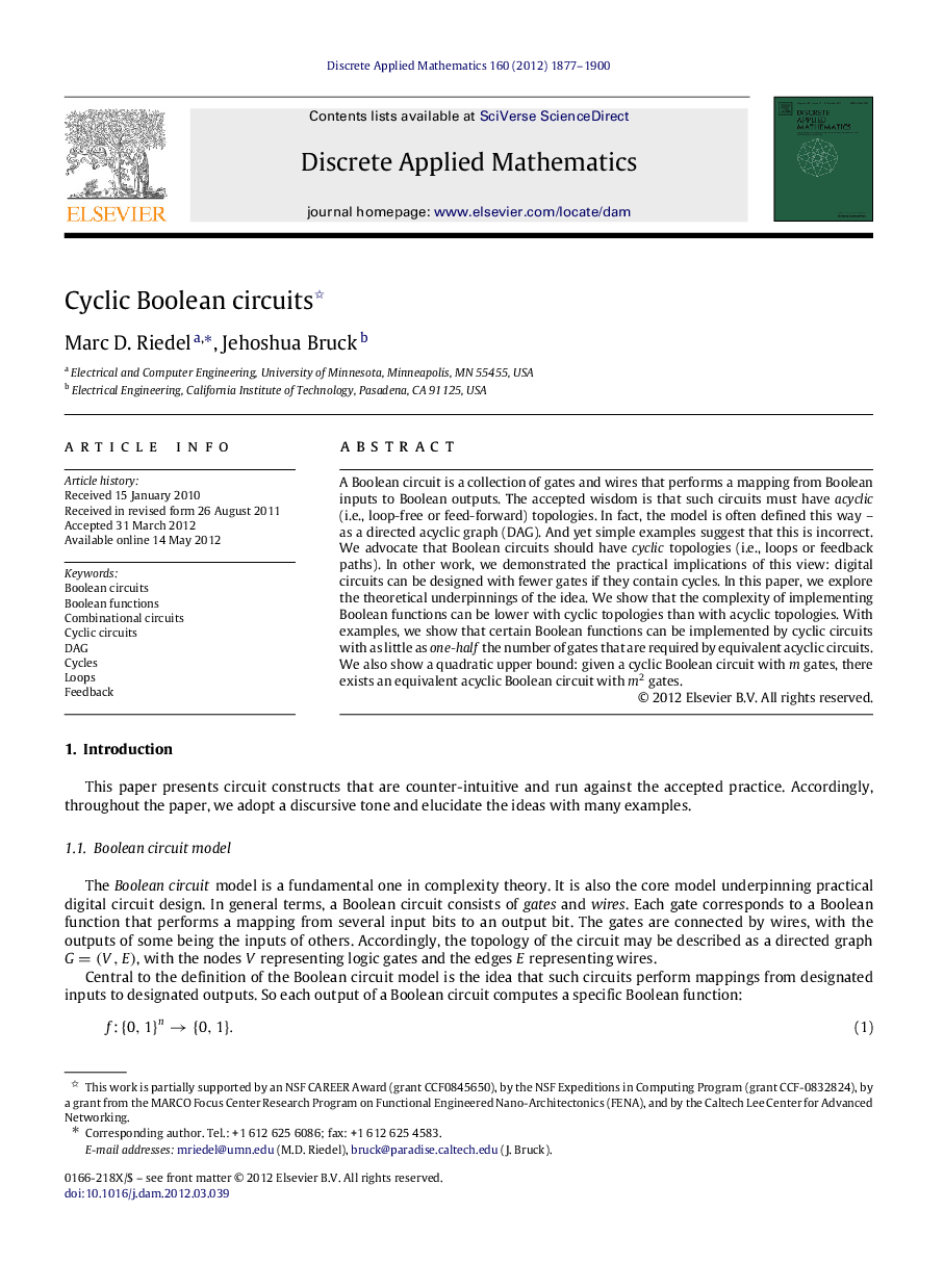 Cyclic Boolean circuits 