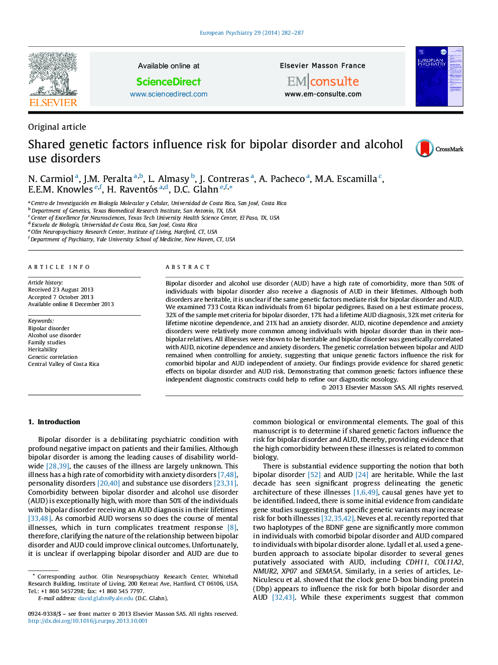 Shared genetic factors influence risk for bipolar disorder and alcohol use disorders