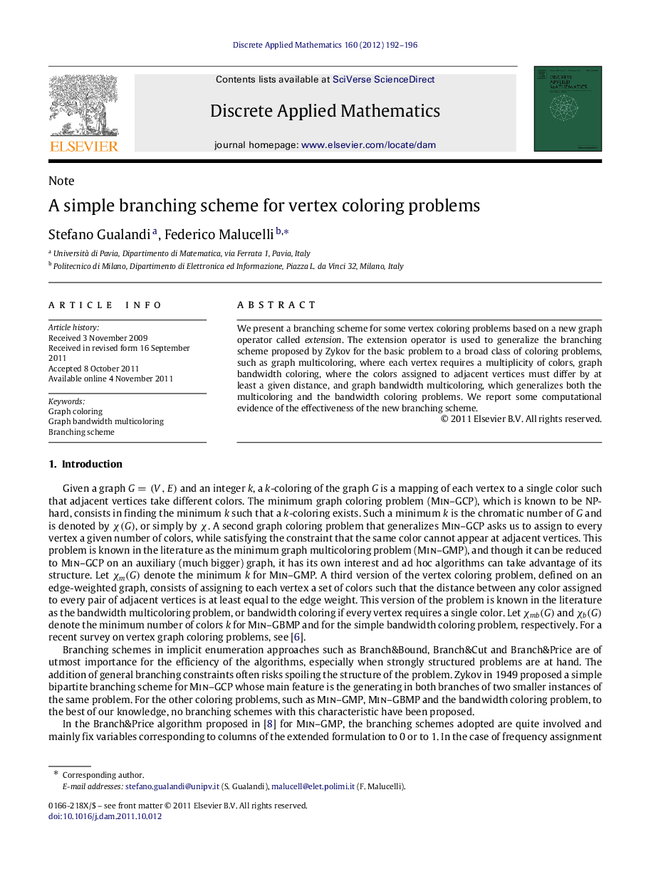 A simple branching scheme for vertex coloring problems