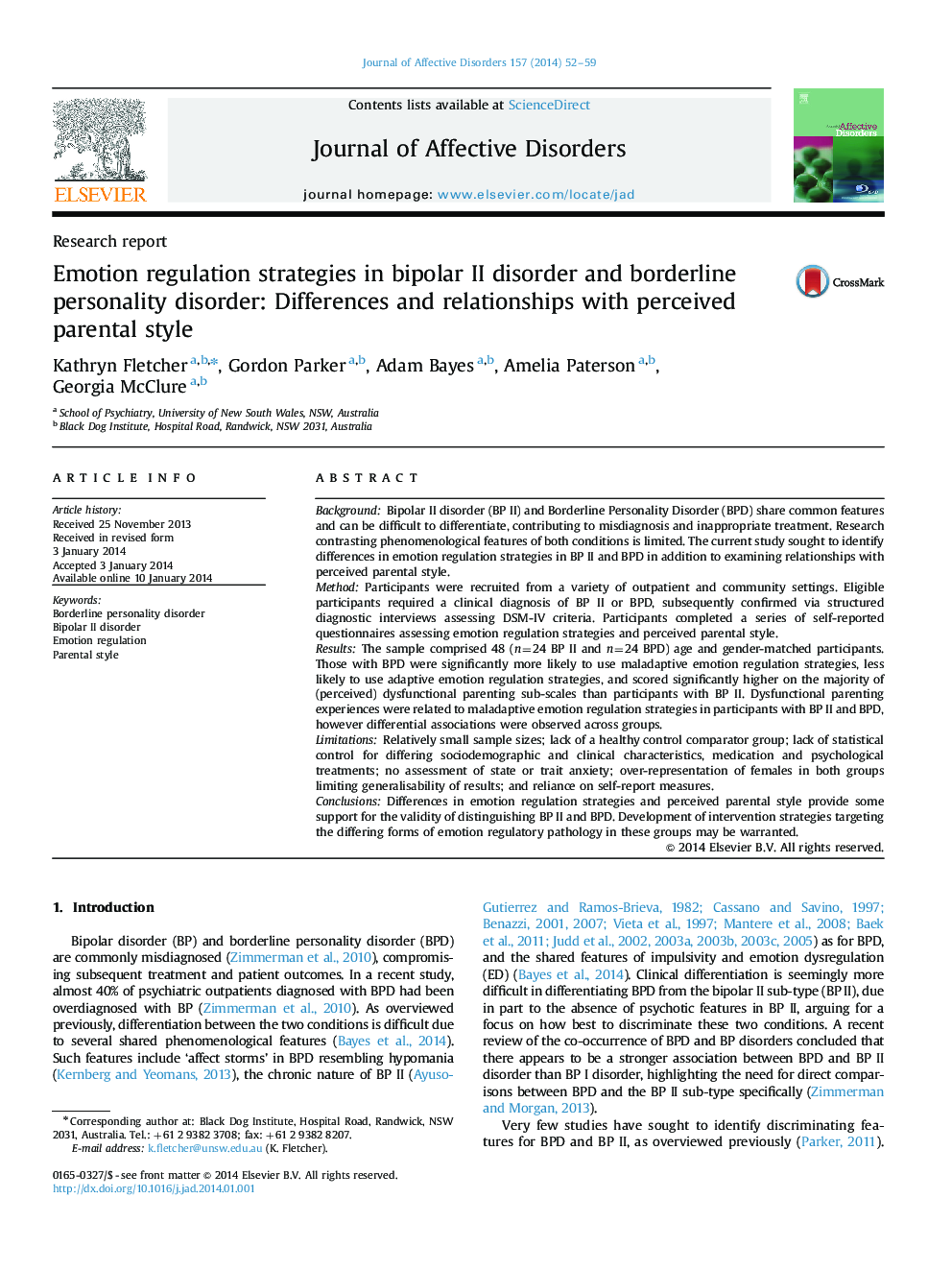 Emotion regulation strategies in bipolar II disorder and borderline personality disorder: Differences and relationships with perceived parental style