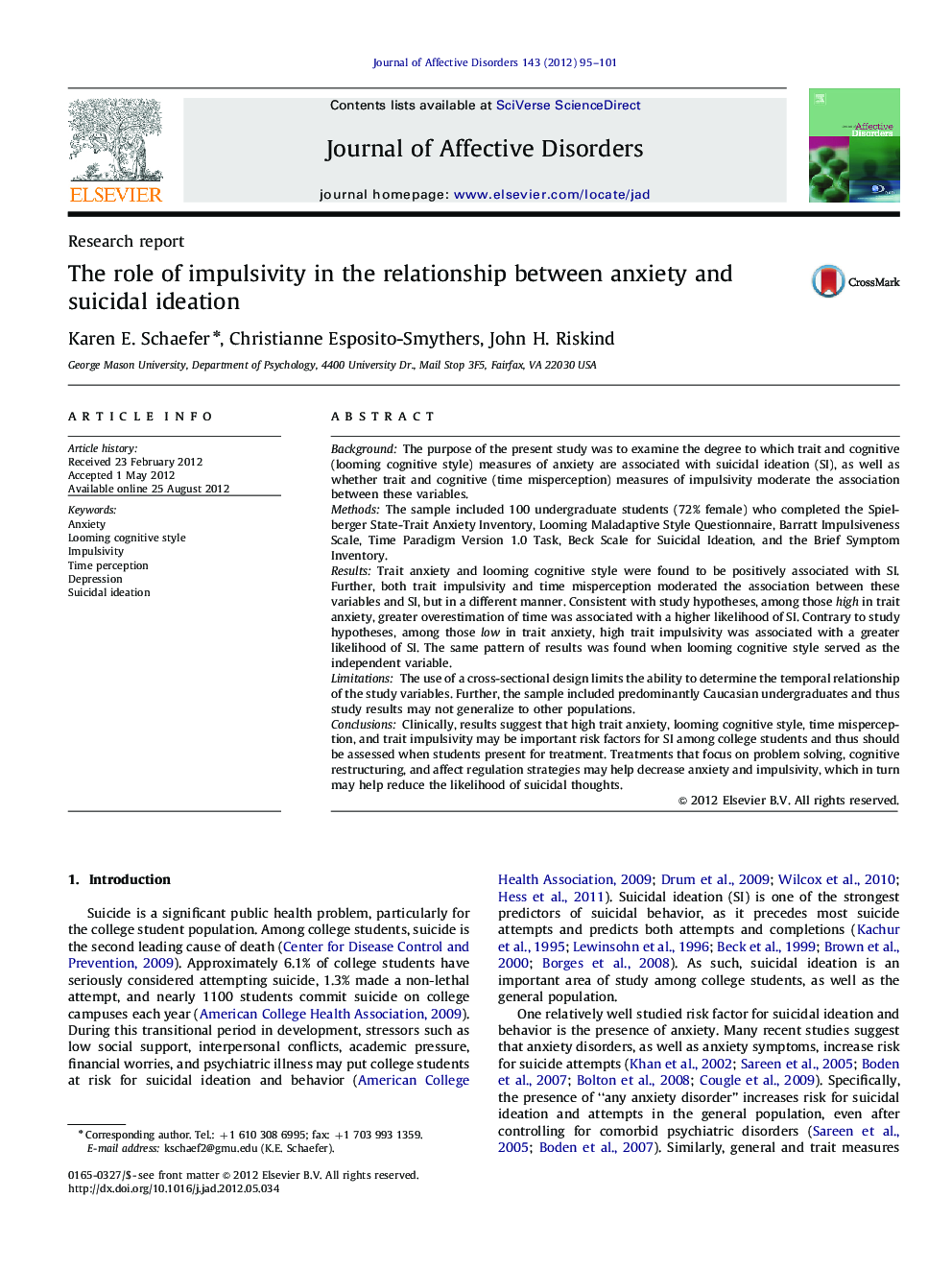 The role of impulsivity in the relationship between anxiety and suicidal ideation