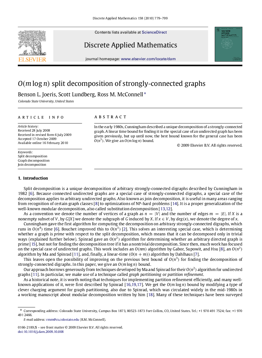 O(mlogn)O(mlogn) split decomposition of strongly-connected graphs