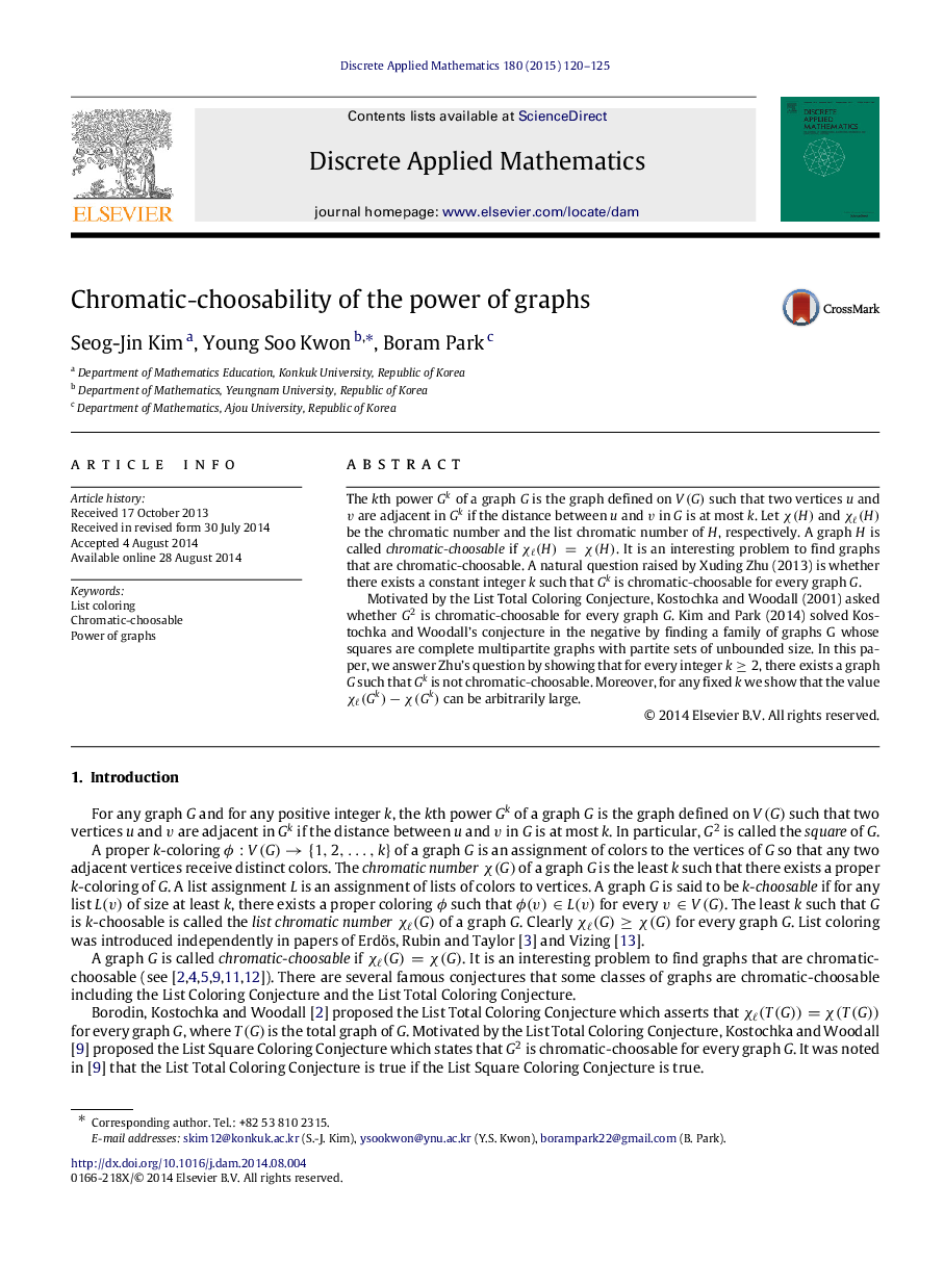 Chromatic-choosability of the power of graphs