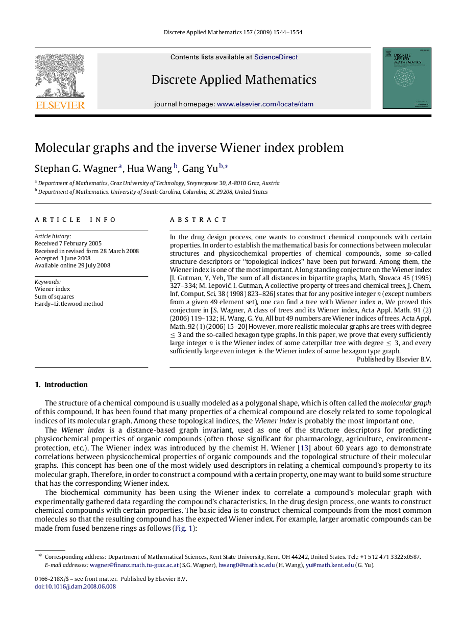 Molecular graphs and the inverse Wiener index problem