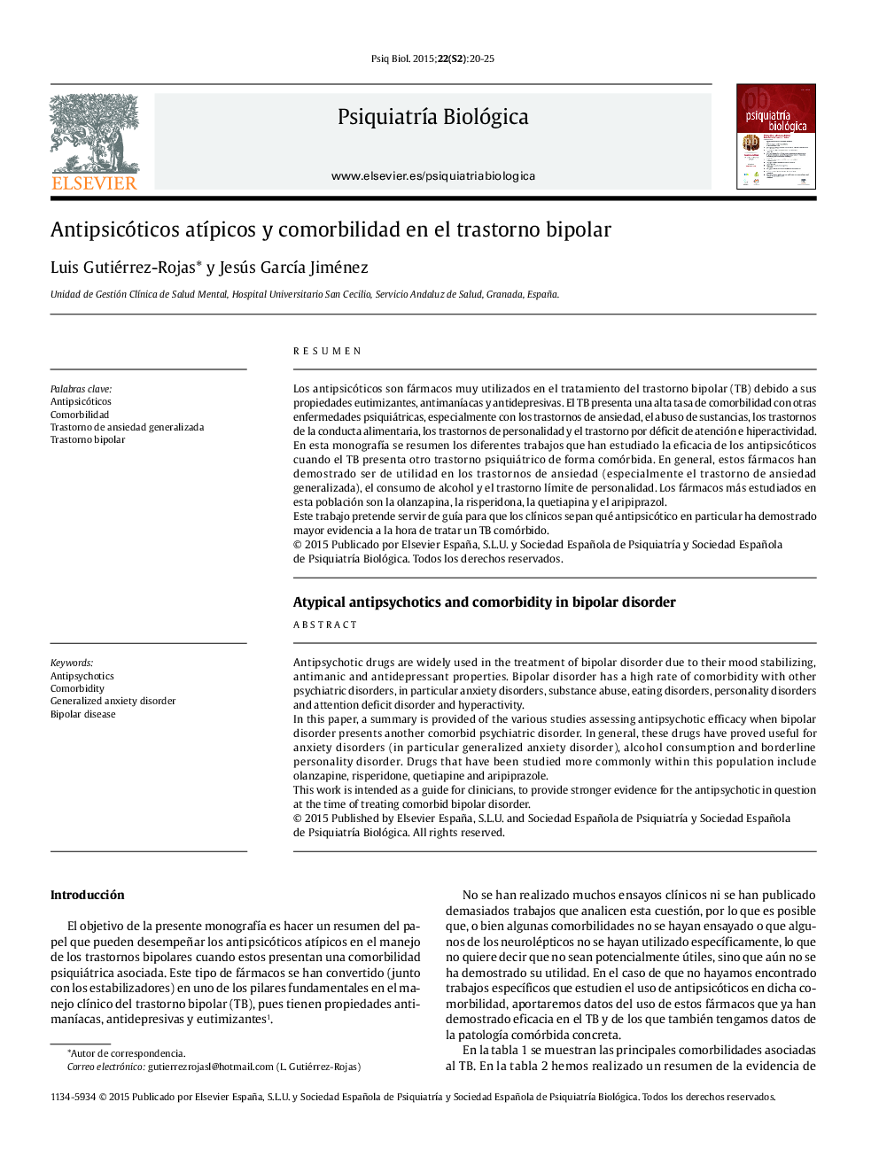 Antipsicóticos atÃ­picos y comorbilidad en el trastorno bipolar