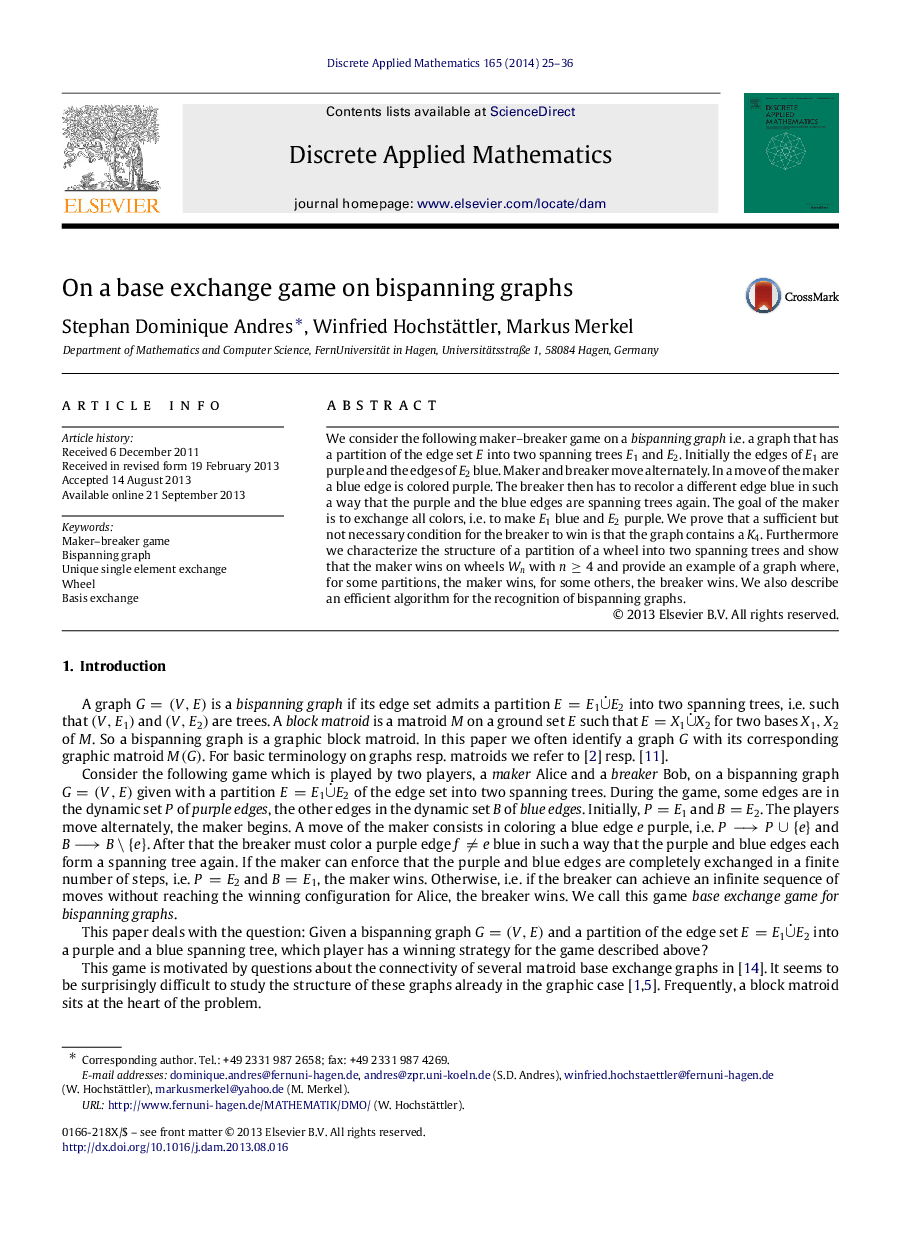 On a base exchange game on bispanning graphs