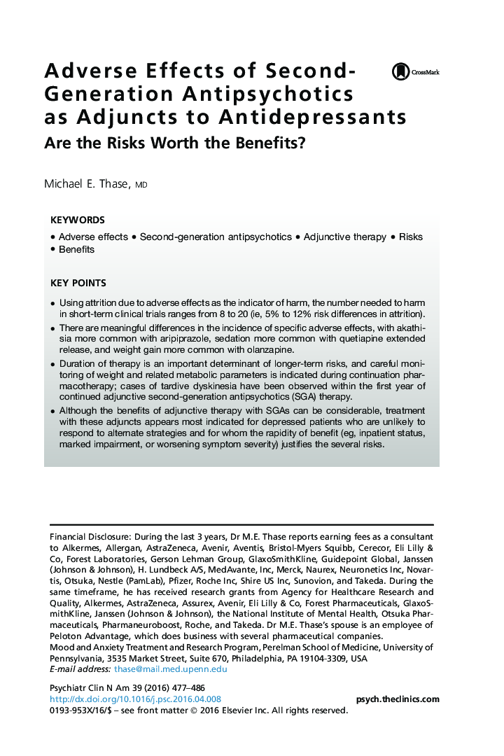 Adverse Effects of Second-Generation Antipsychotics as Adjuncts to Antidepressants