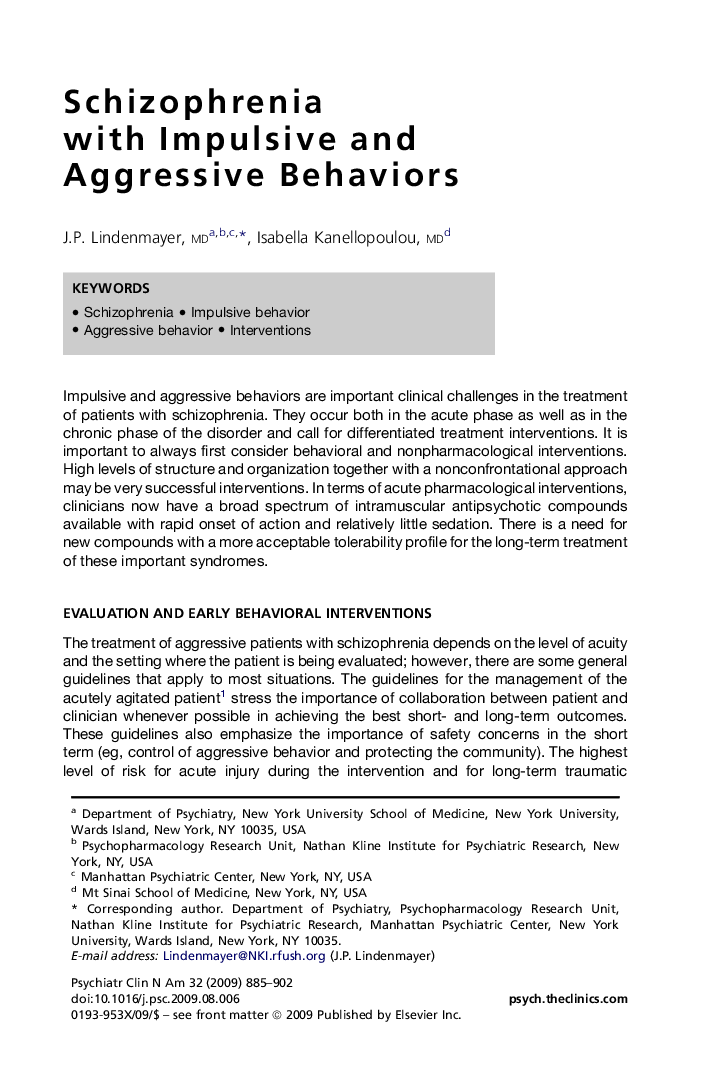 Schizophrenia with Impulsive and Aggressive Behaviors