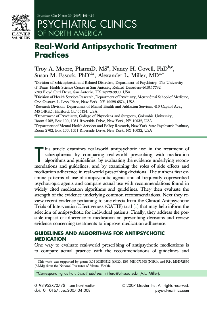Real-World Antipsychotic Treatment Practices 
