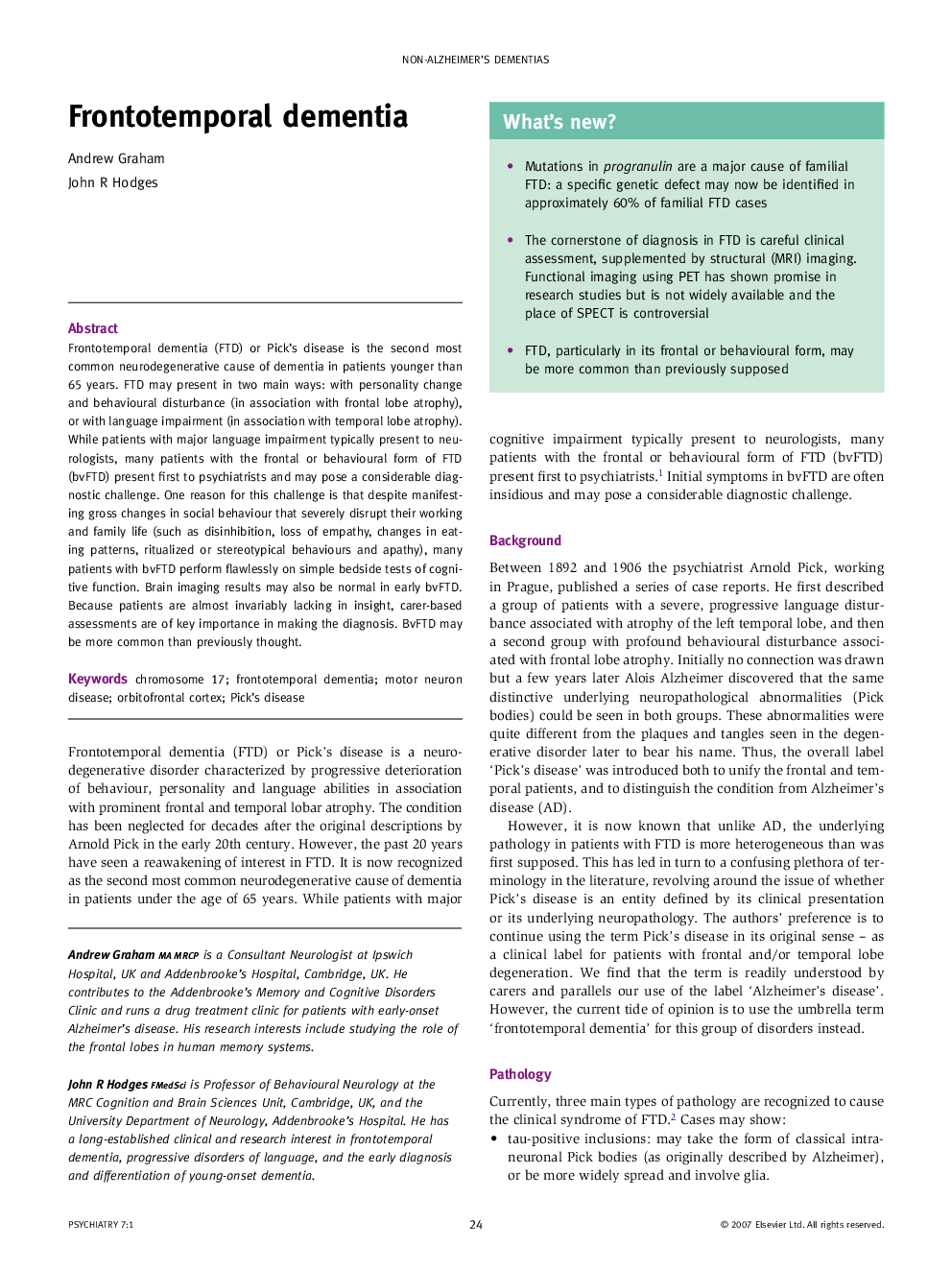 Frontotemporal dementia