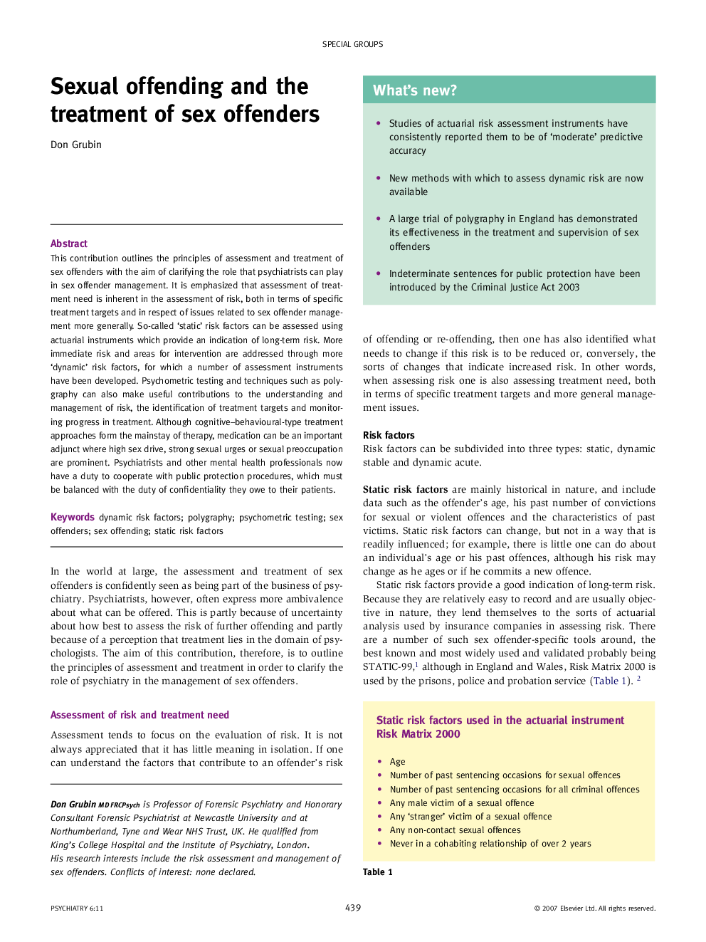 عکس صفحه اول مقاله: Sexual offending and the treatment of sex offenders Sexual offending and the treatment of sex offenders