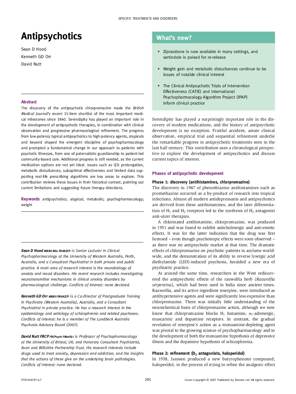 عکس صفحه اول مقاله: Antipsychotics Antipsychotics