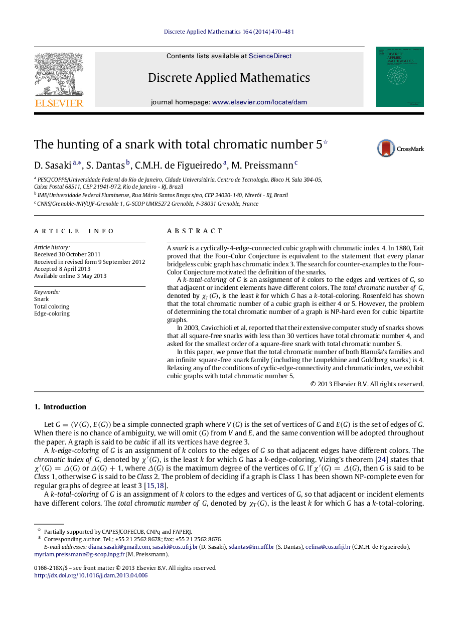 The hunting of a snark with total chromatic number 5 