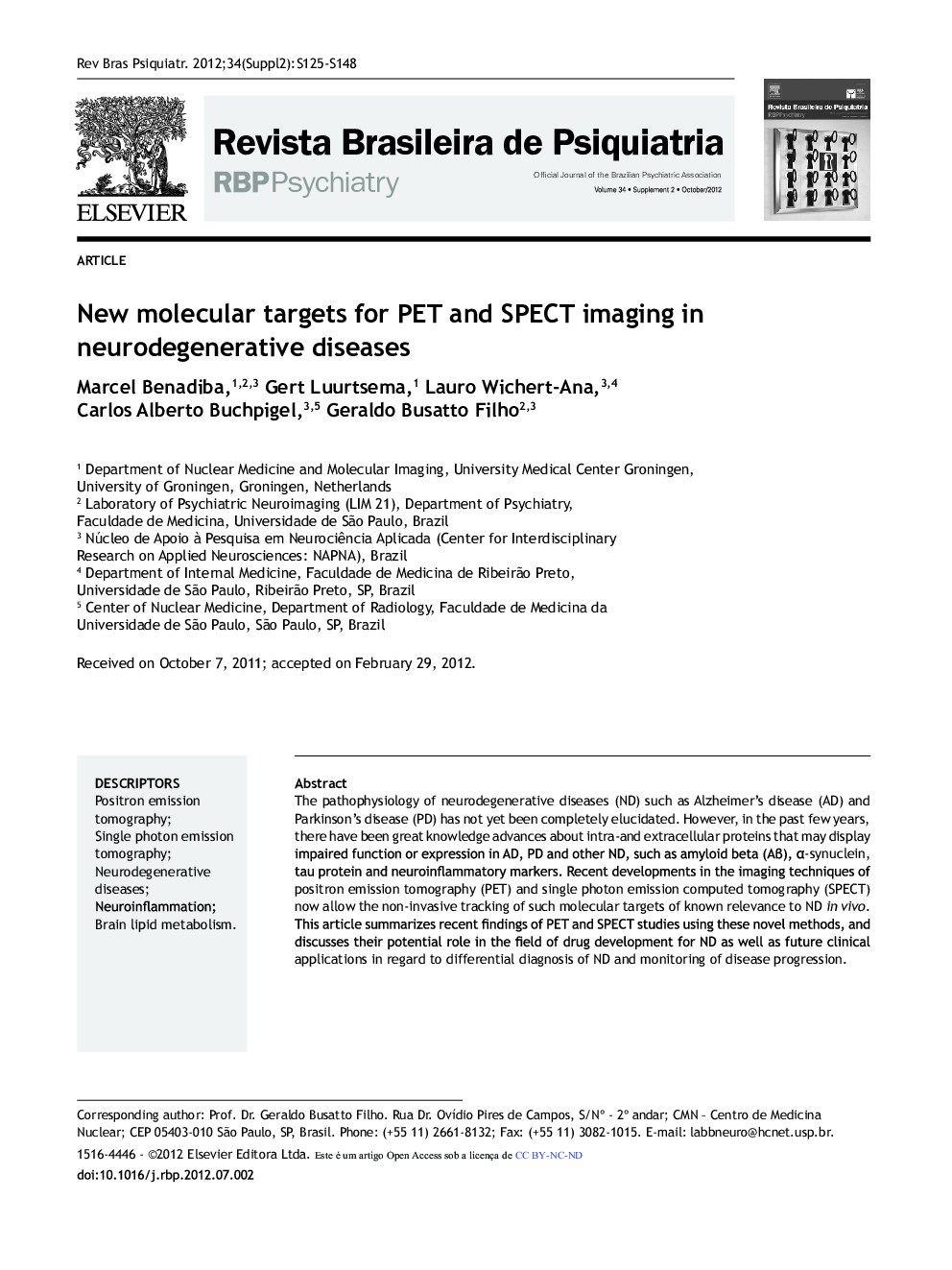 New Molecular Targets for PET and SPECT Imaging in Neurodegenerative Diseases