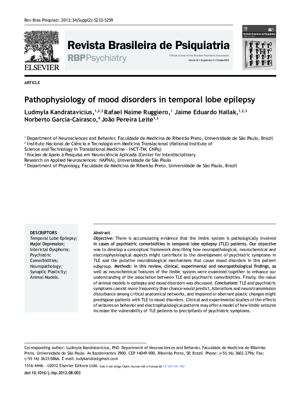 Pathophysiology of Mood Disorders in Temporal Lobe Epilepsy