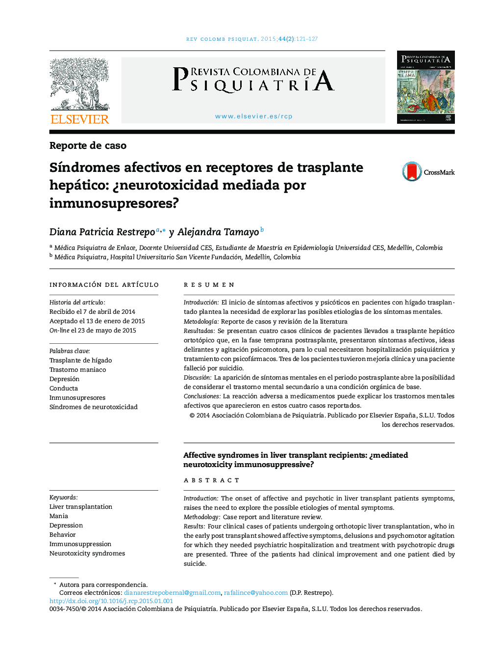 SÃ­ndromes afectivos en receptores de trasplante hepático: Â¿neurotoxicidad mediada por inmunosupresores?