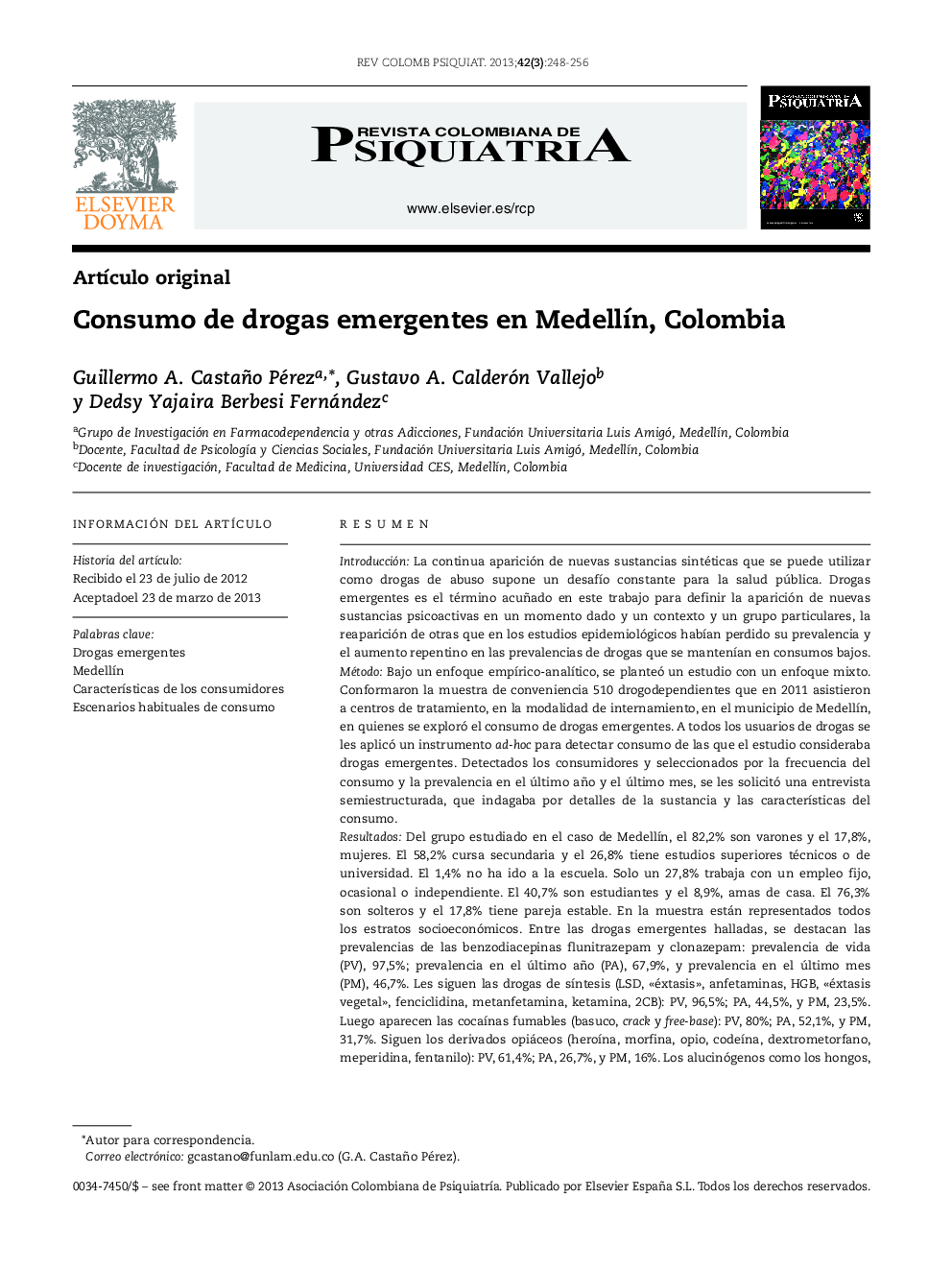 Consumo de drogas emergentes en MedellÃ­n, Colombia