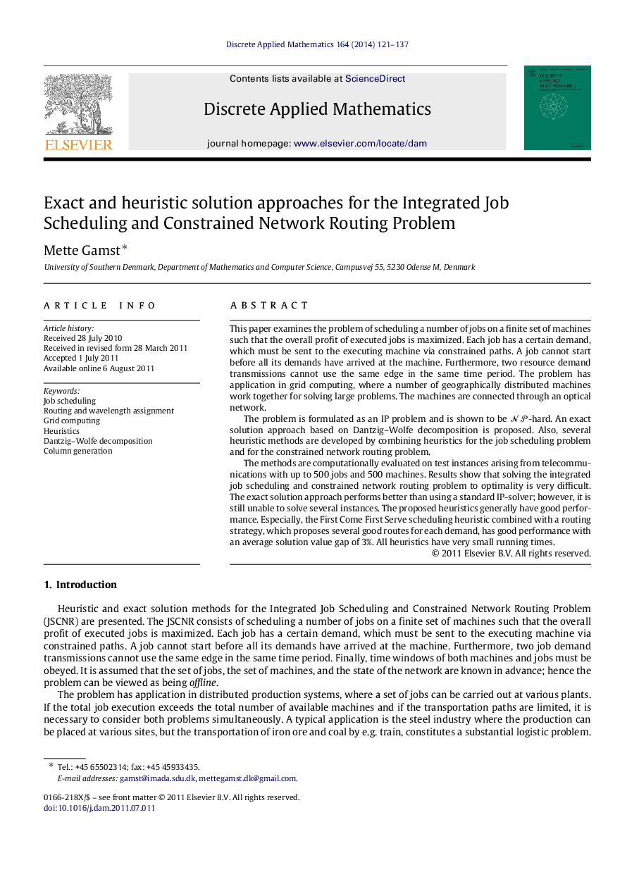 Exact and heuristic solution approaches for the Integrated Job Scheduling and Constrained Network Routing Problem