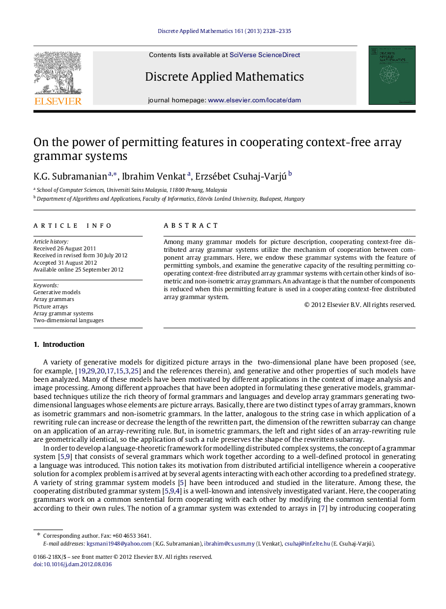 On the power of permitting features in cooperating context-free array grammar systems