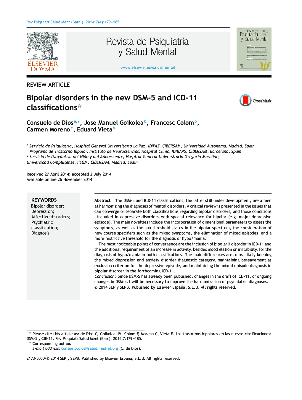 Bipolar disorders in the new DSM-5 and ICD-11 classifications 