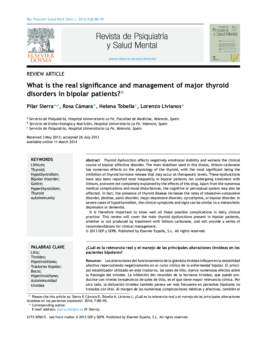 What is the real significance and management of major thyroid disorders in bipolar patients? 