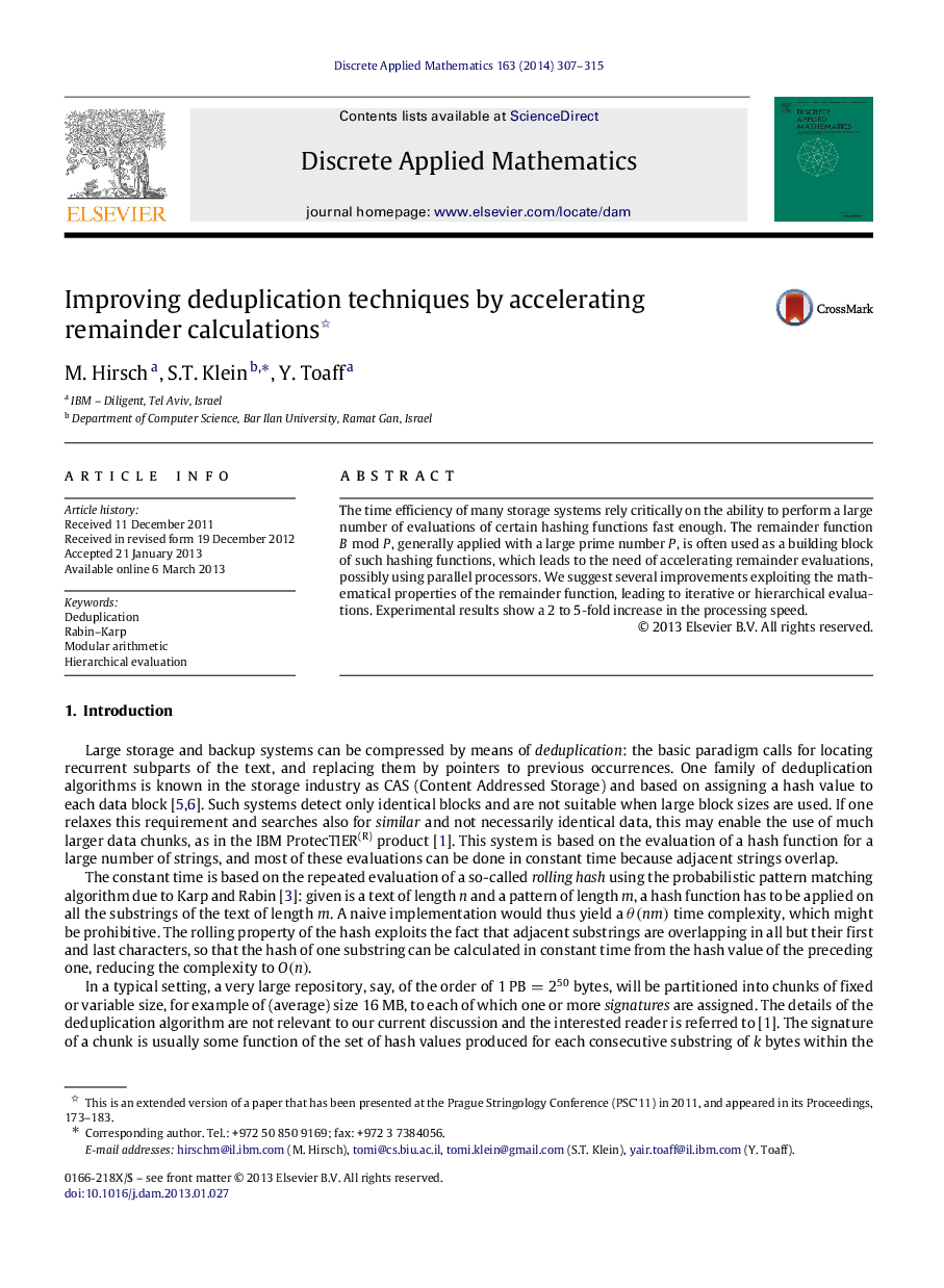 Improving deduplication techniques by accelerating remainder calculations 