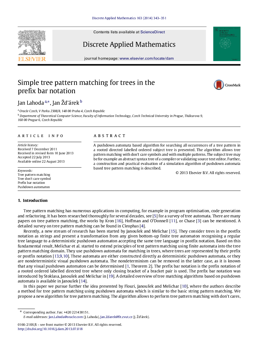 Simple tree pattern matching for trees in the prefix bar notation