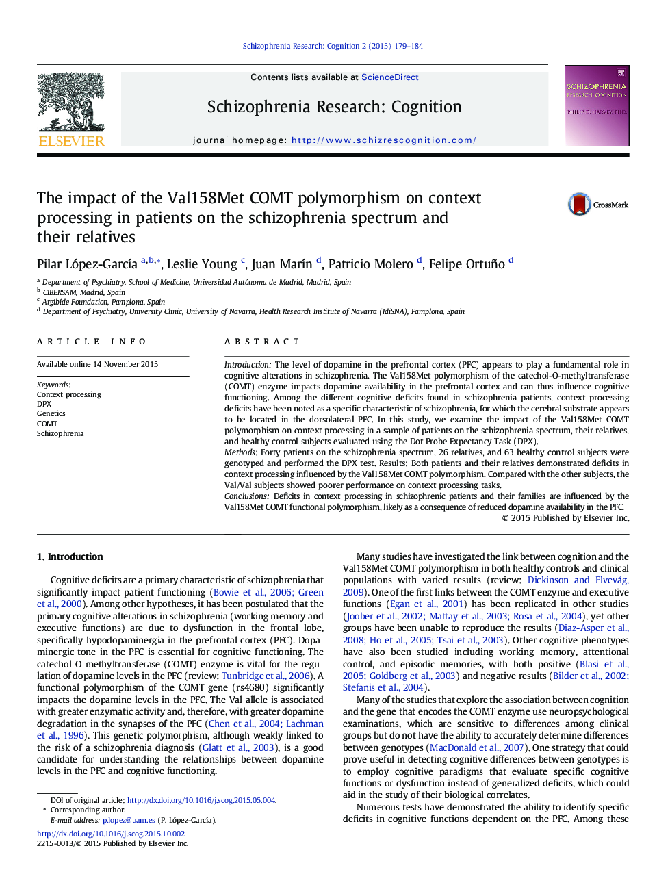 The impact of the Val158Met COMT polymorphism on context processing in patients on the schizophrenia spectrum and their relatives