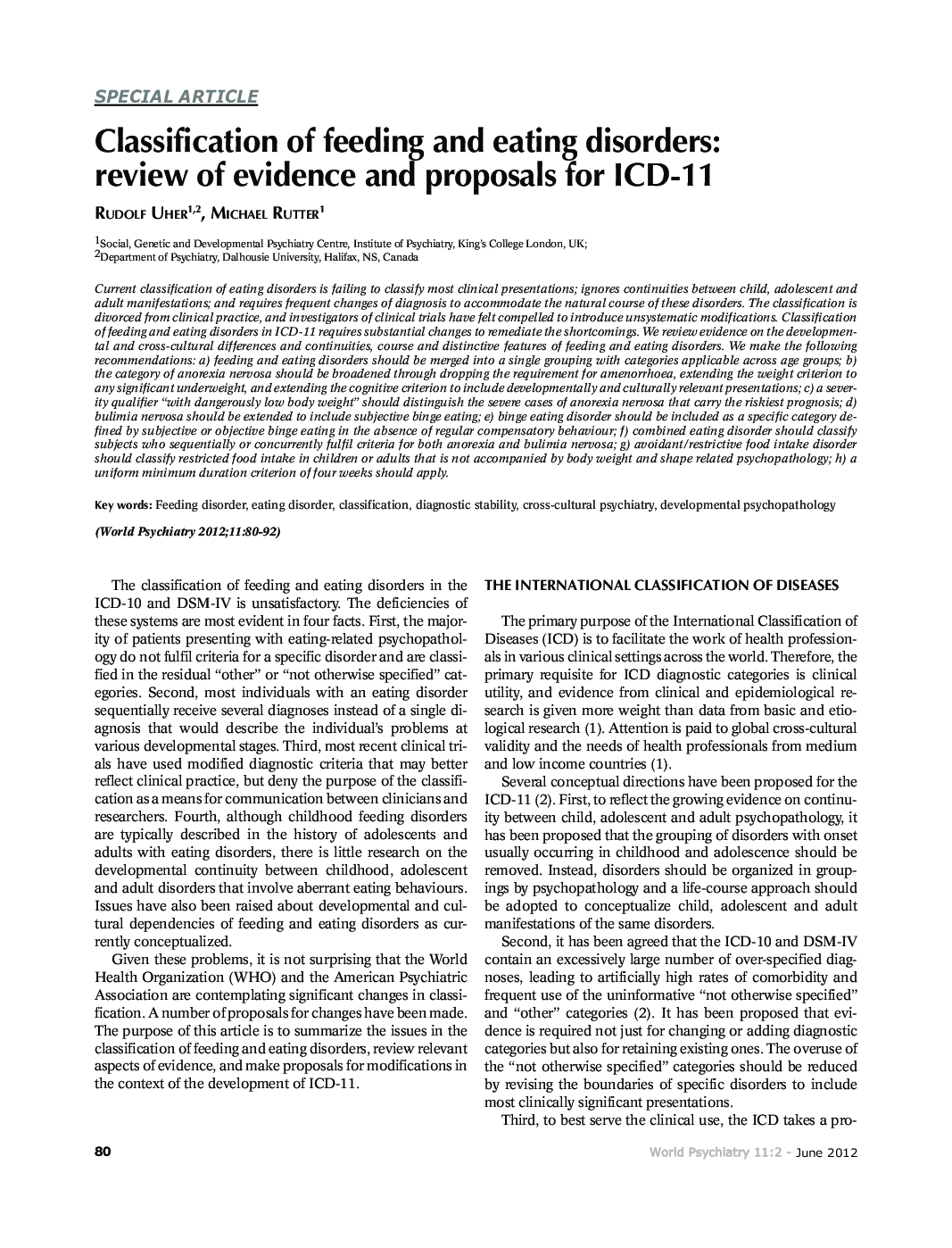 Classification of feeding and eating disorders: review of evidence and proposals for ICD-11