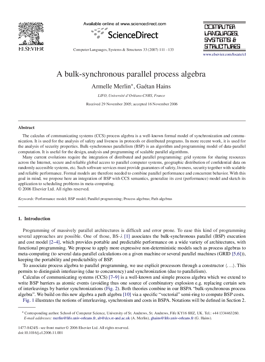 A bulk-synchronous parallel process algebra