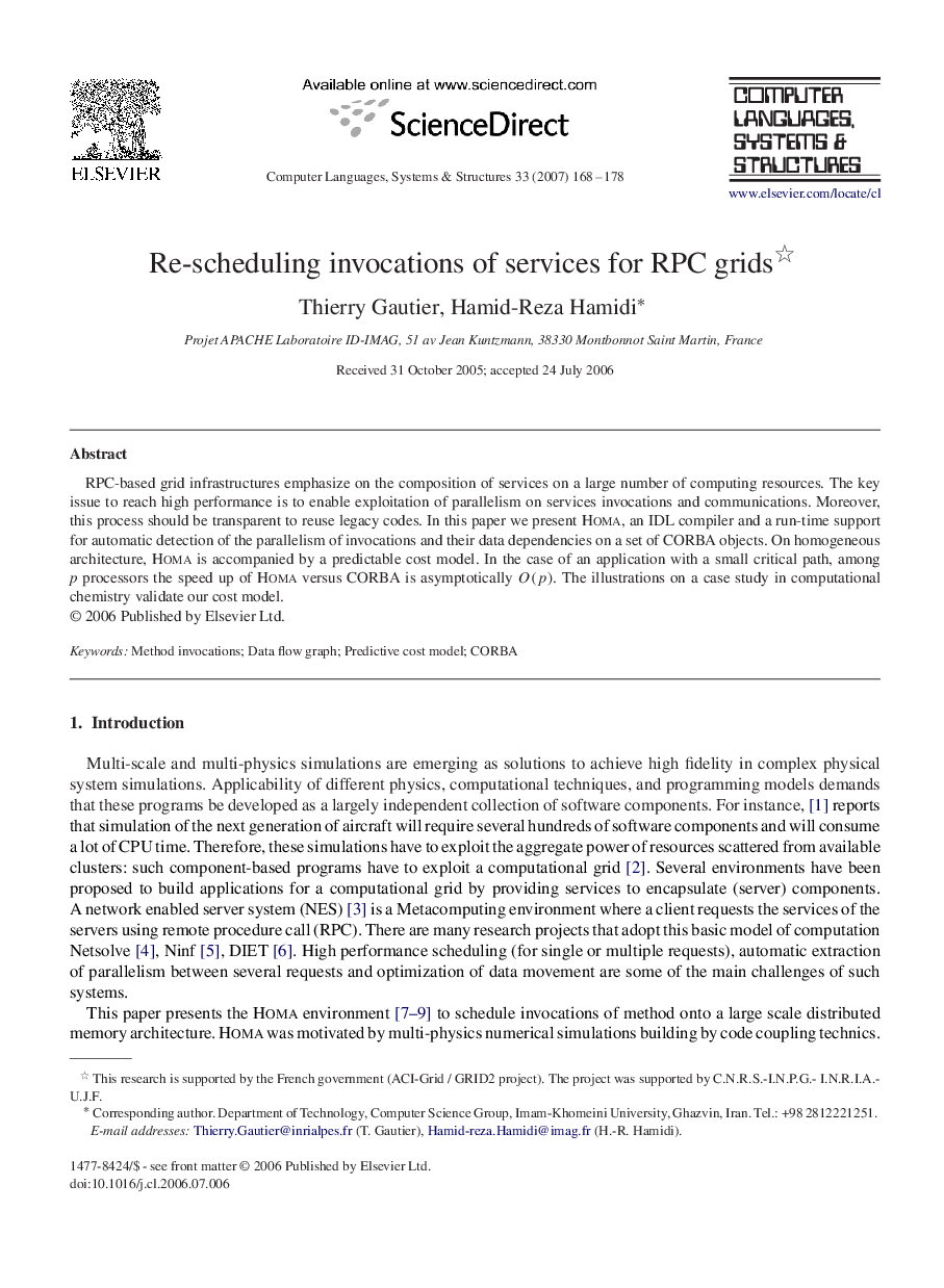 Re-scheduling invocations of services for RPC grids 