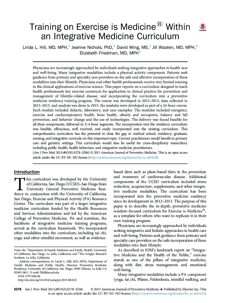 Training on Exercise is Medicine® Within an Integrative Medicine Curriculum