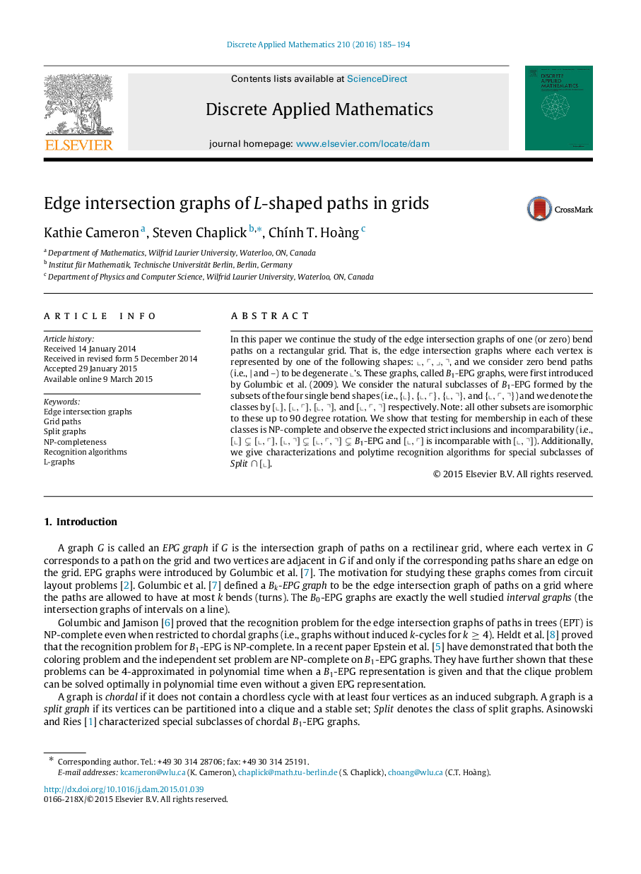 Edge intersection graphs of LL-shaped paths in grids