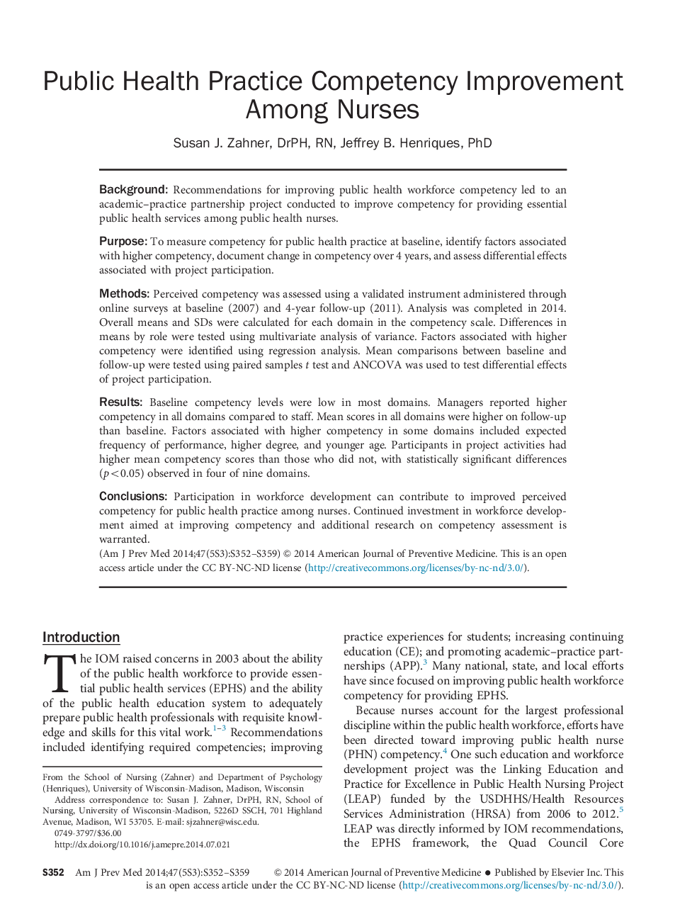 Public Health Practice Competency Improvement Among Nurses