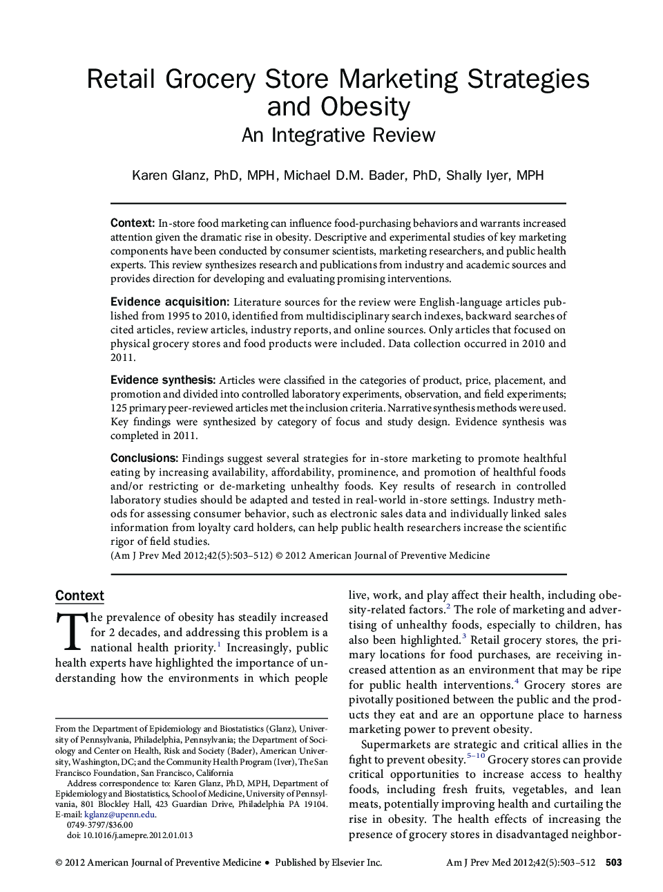 عکس صفحه اول مقاله: Retail Grocery Store Marketing Strategies and Obesity: An Integrative Review Retail Grocery Store Marketing Strategies and Obesity: An Integrative Review