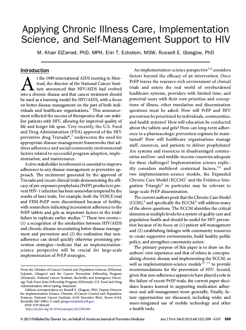 Applying Chronic Illness Care, Implementation Science, and Self-Management Support to HIV