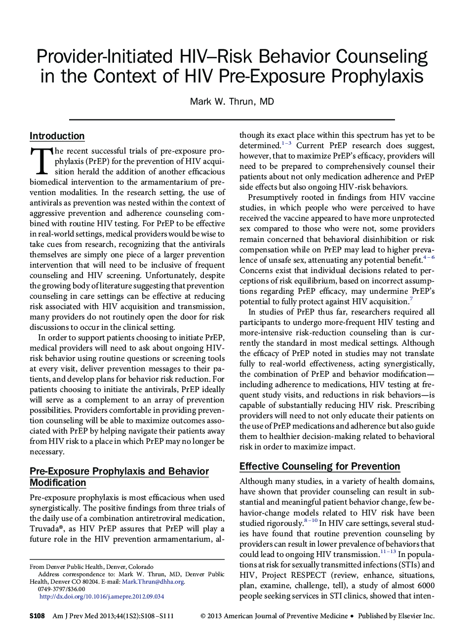 Provider-Initiated HIV-Risk Behavior Counseling in the Context of HIV Pre-Exposure Prophylaxis