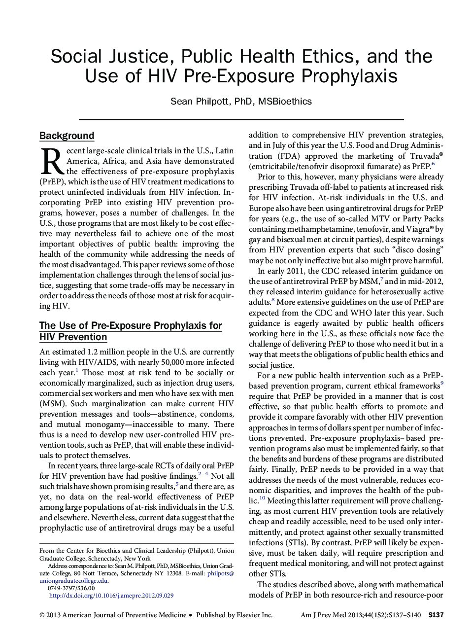 Social Justice, Public Health Ethics, and the Use of HIV Pre-Exposure Prophylaxis