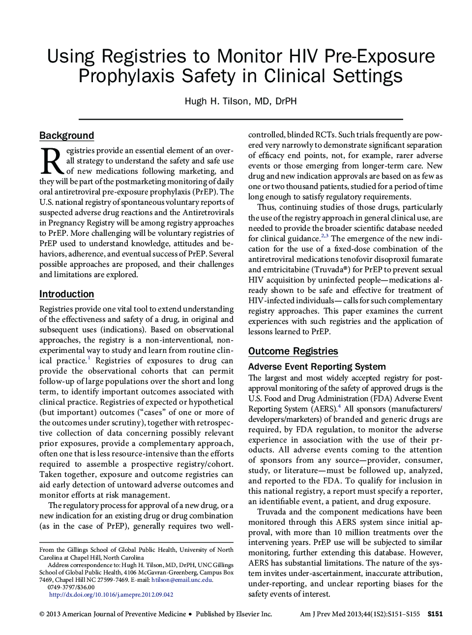 Using Registries to Monitor HIV Pre-Exposure Prophylaxis Safety in Clinical Settings